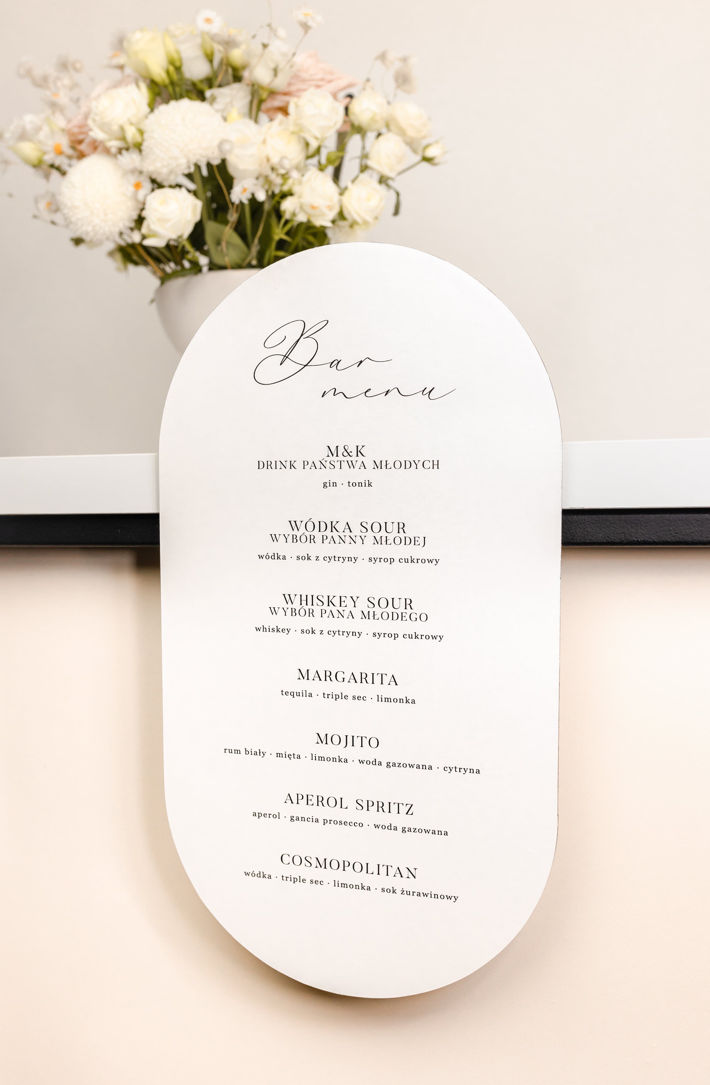 Eleganckie Bar menu na wesele z kolekcji Classy