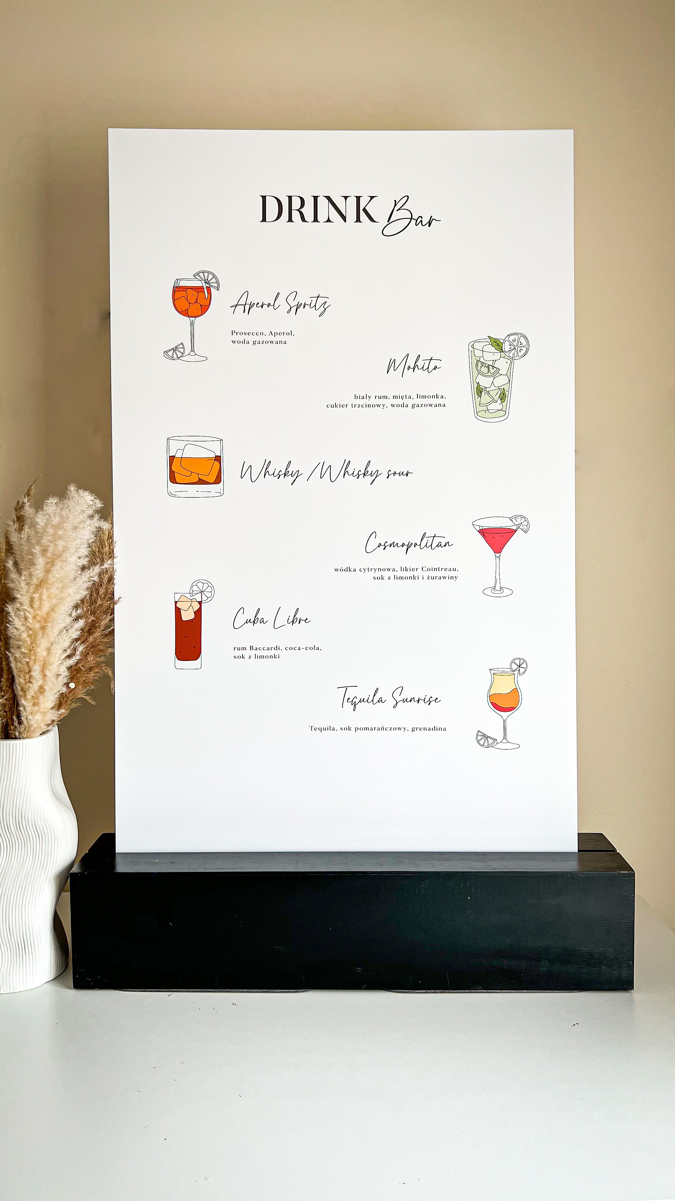 Eleganckie bar menu na wesele 