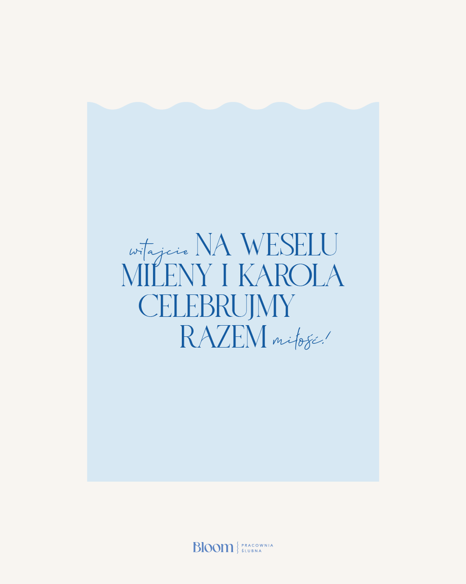 Niebieska tablica powitalna na ślub z kolekcji Santorini