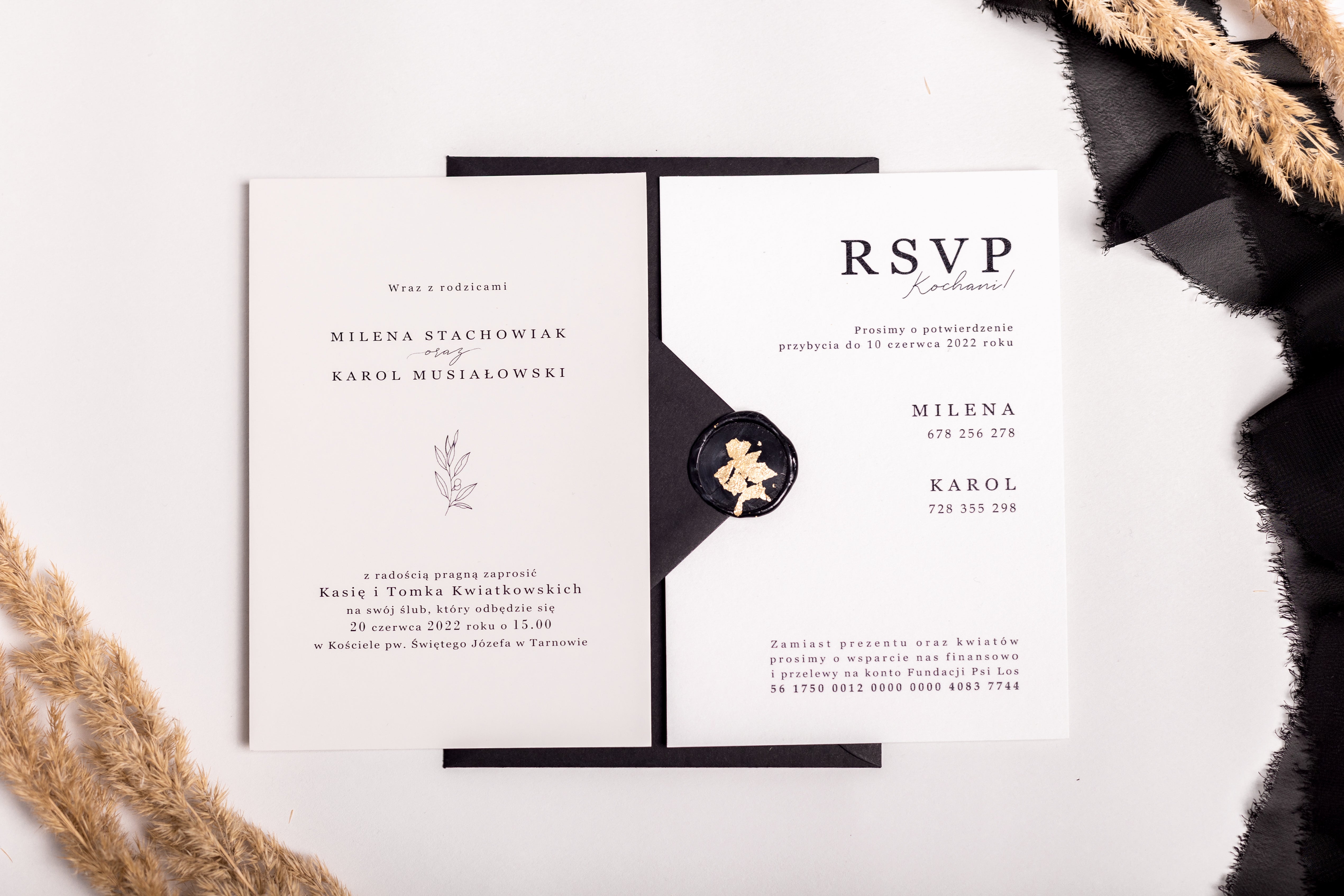 Beżowe zaproszenia ślubne z kolekcji Olive Minimal