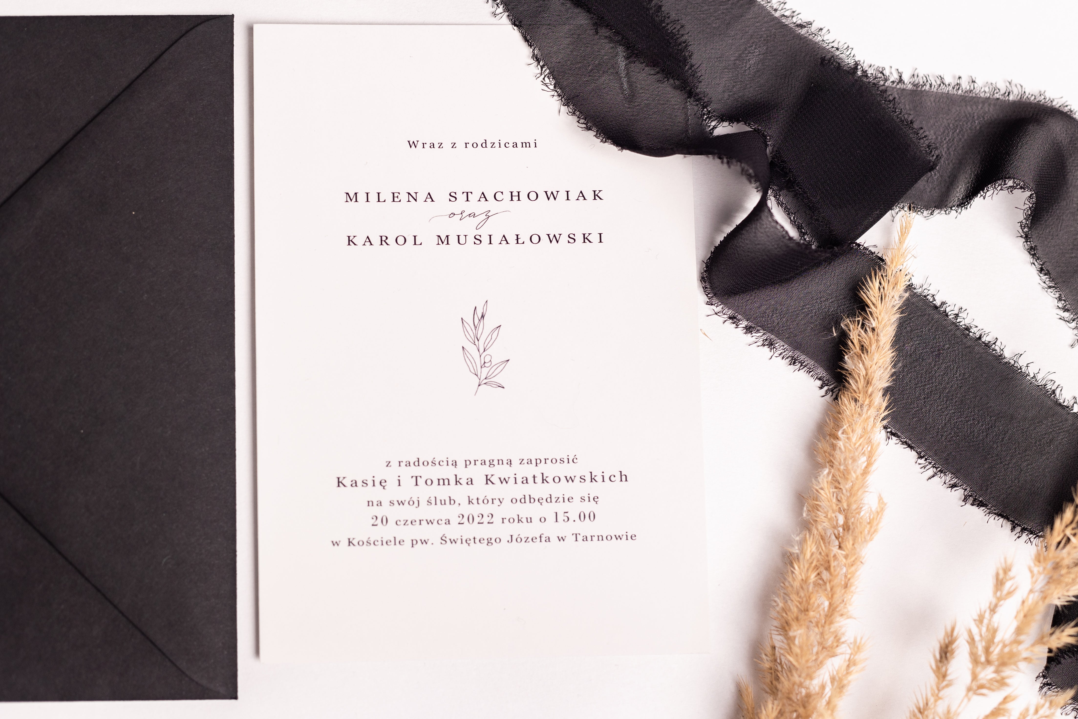 Minimalistyczne zaproszenia ślubne z kolekcji Olive Minimal