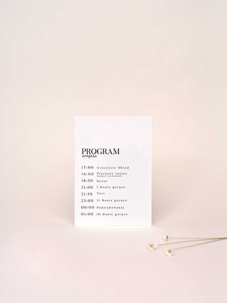 Minimalistyczny program weselny z kolekcji Beloved